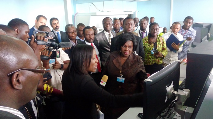 Ms Cecilia Abena Dapaah and other dignitaries being briefed by Mrs Joyce Asante. Picture: Emelia Ennin Abbey